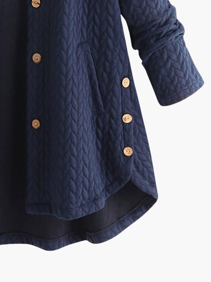 Elegant Hooded Winter Coat for Women - Long & Button-Up