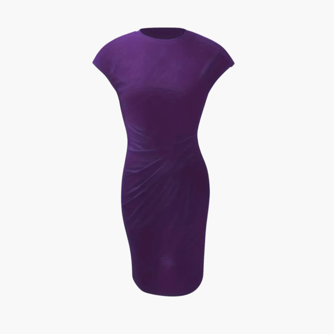 Women's knee-length crew neck dress with short sleeves
