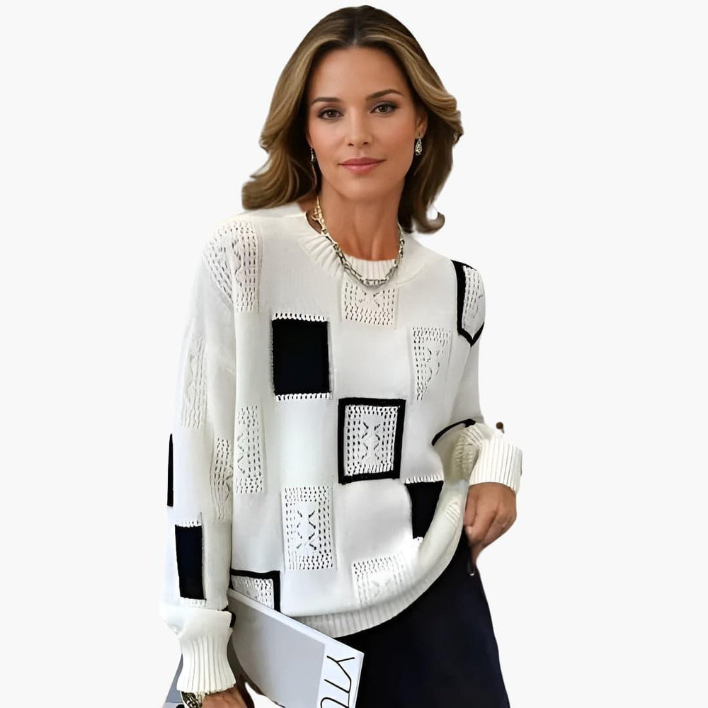 Patchwork Knit Sweater – Women's Colour Block Jumper