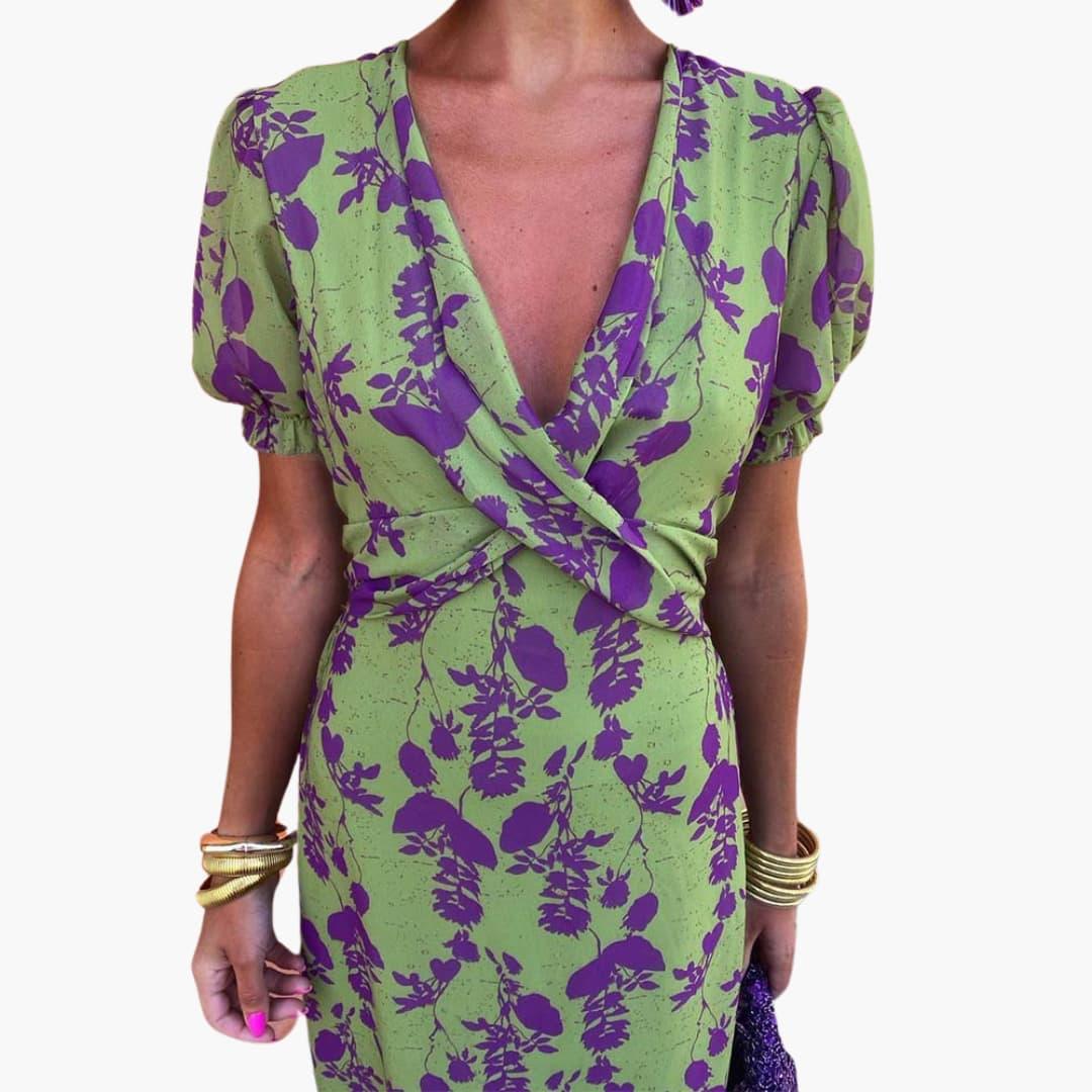 Floral Leaf Maxi Dress for Women - Elegant Summer Style