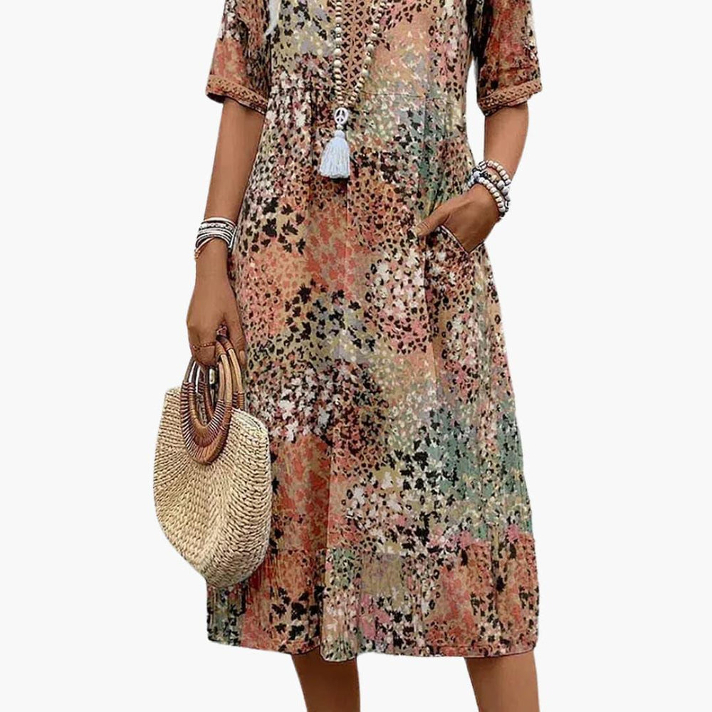 Elegant Vibrant Midi Dress - Flattering Fit for Women