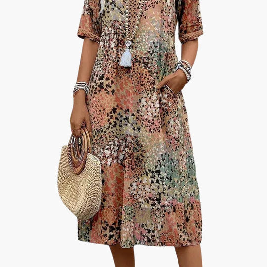 Elegant Vibrant Midi Dress - Flattering Fit for Women