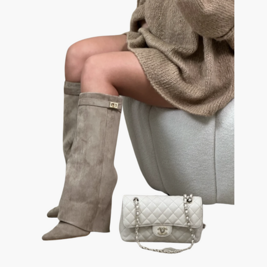 Women’s over-the-knee boots with pointed toe and high heel