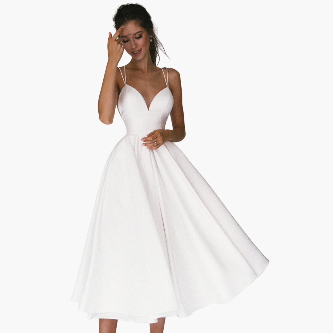 V-Neck Midi Party Dress for Women - Elegant and Flowy Design