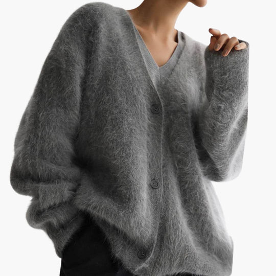 Women’s all-season sweater with long sleeves and button front