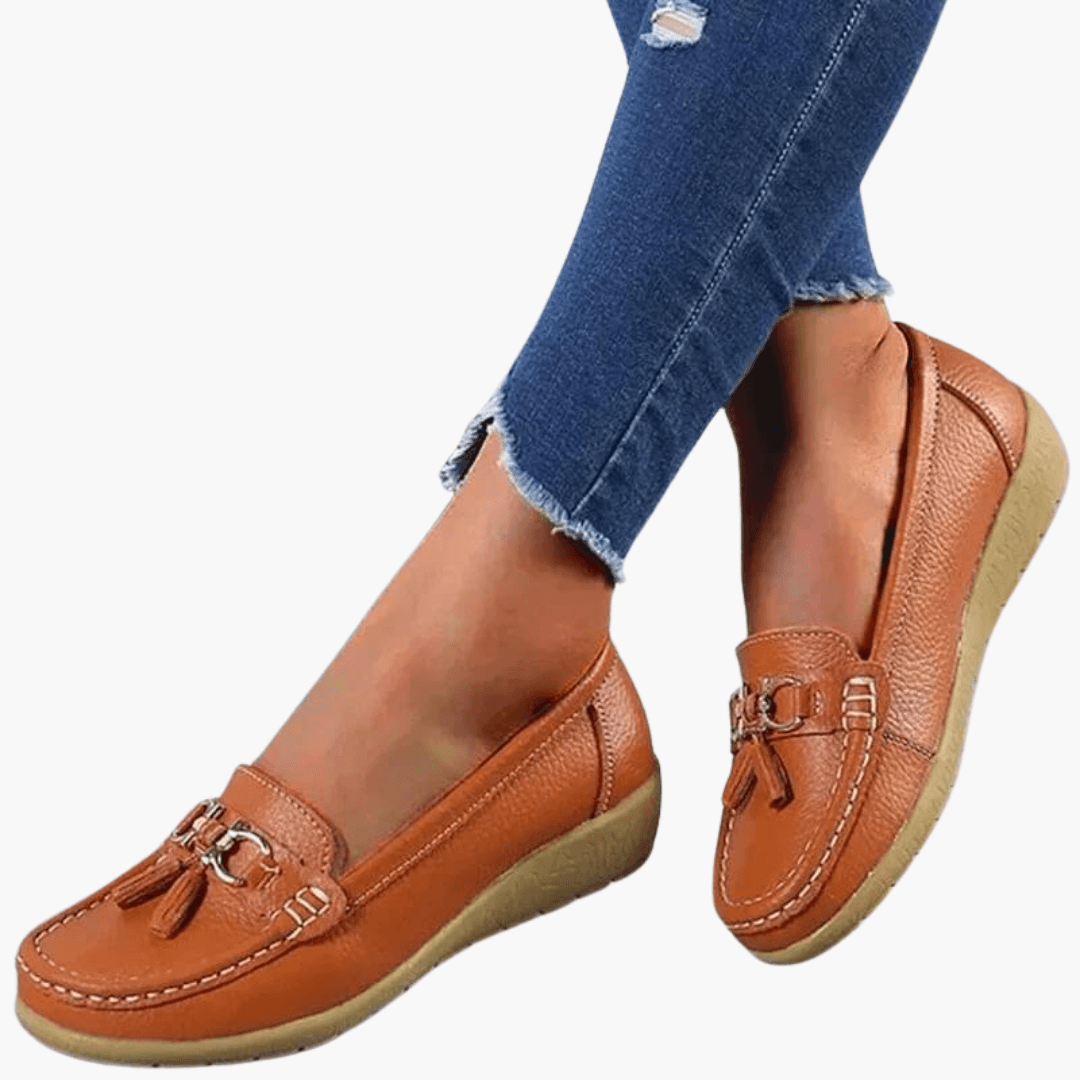 Slip-On Tassel Loafers for Women - Comfy Buckle Moccasins
