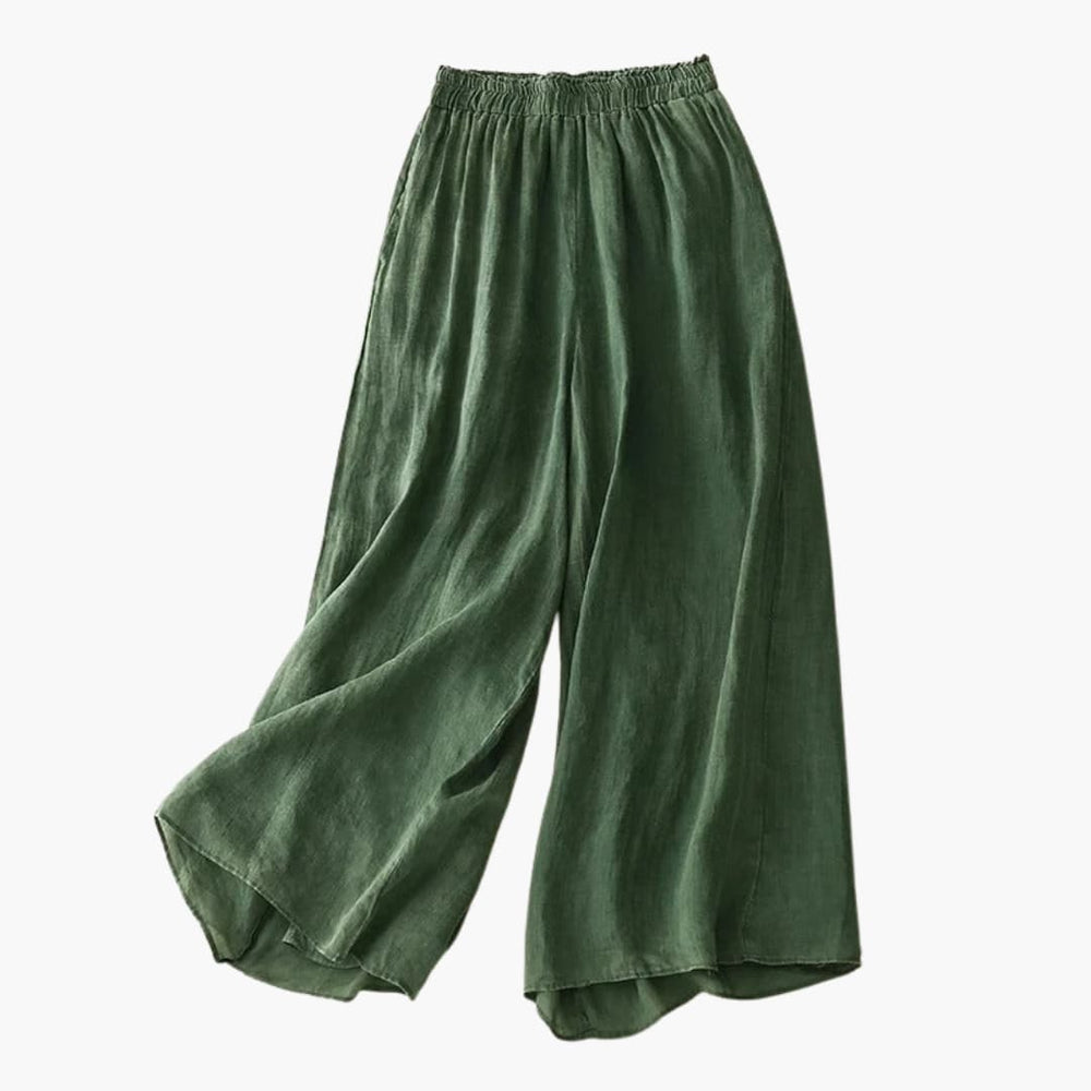 Women’s summer wide-leg trousers with elastic waistband and flowy cut
