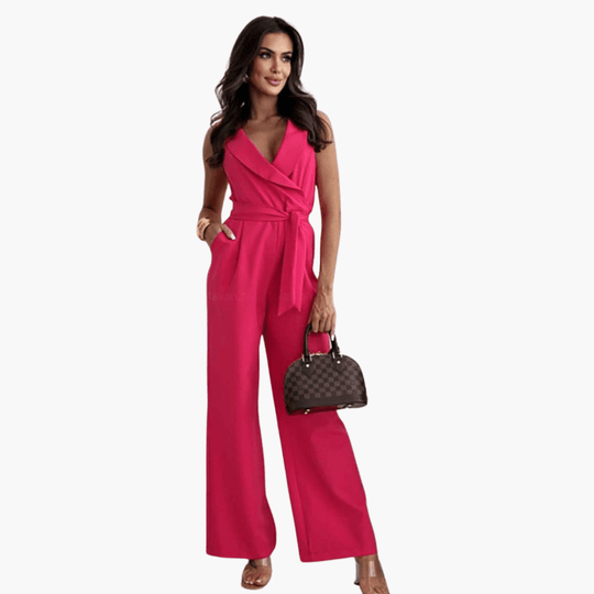 White Wrap Jumpsuit – Women's Sleeveless Wide Leg Style