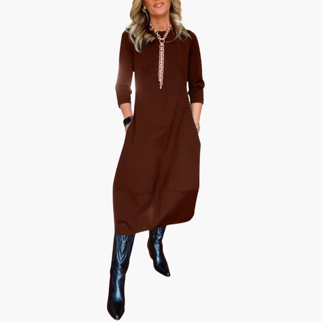 Comfortable Round Neck Dress - Flattering Fit for Women