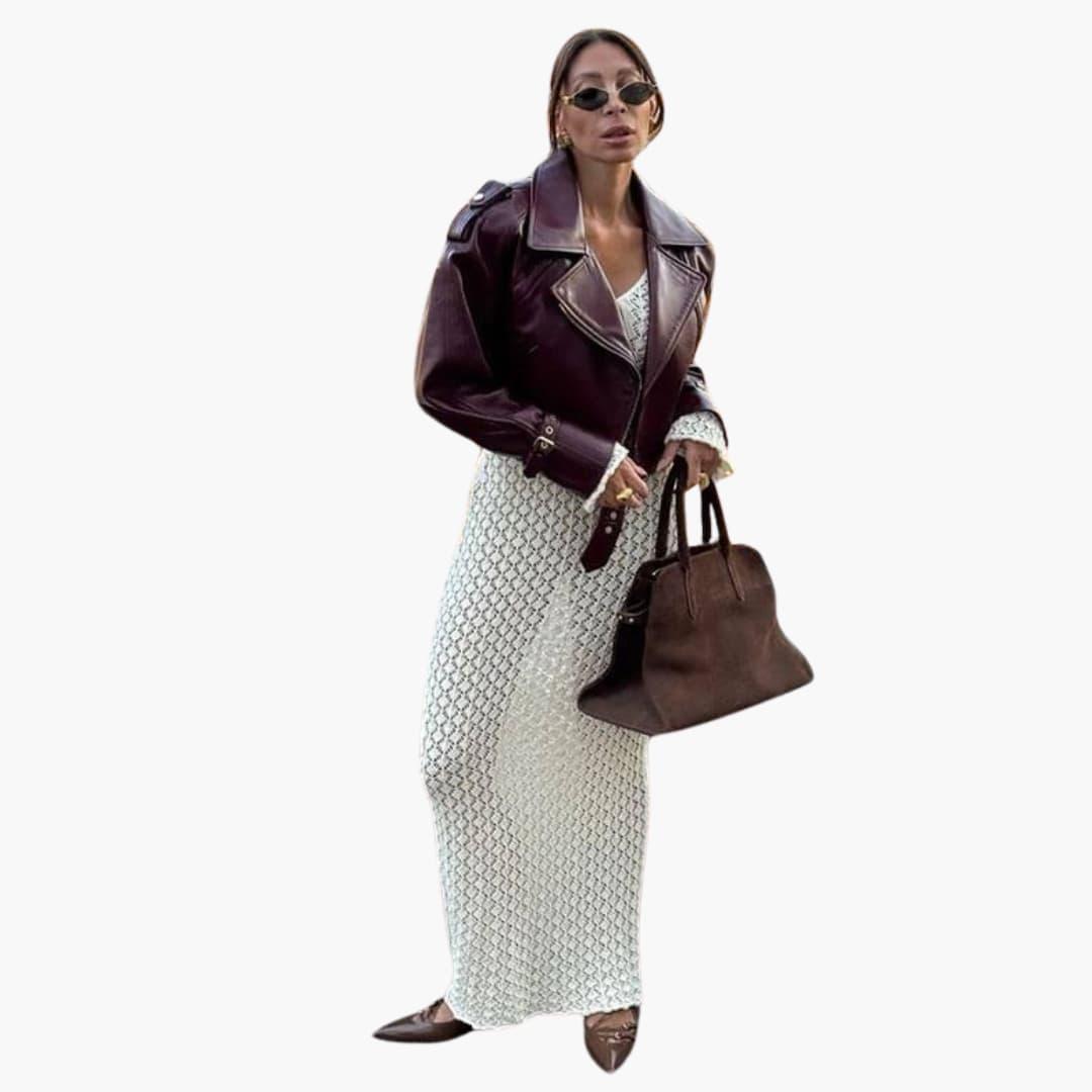 Chic Long Sleeve Crop Coat – Women's Stylish Comfort