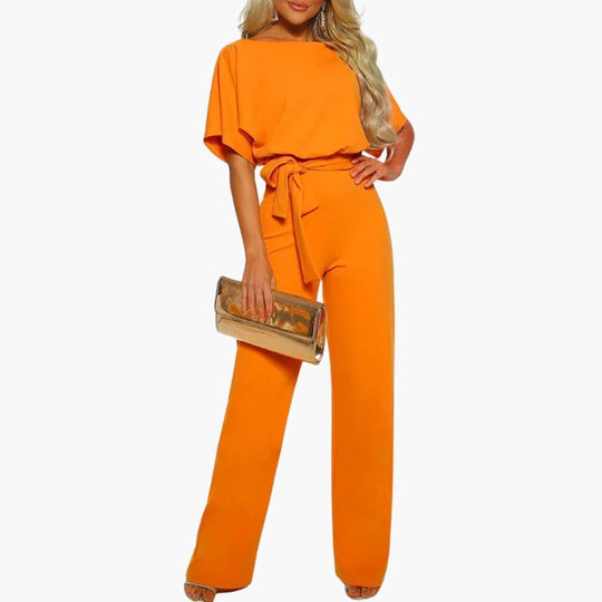 Elegant Wide-Leg Jumpsuit – Women's Belted Formal Wear