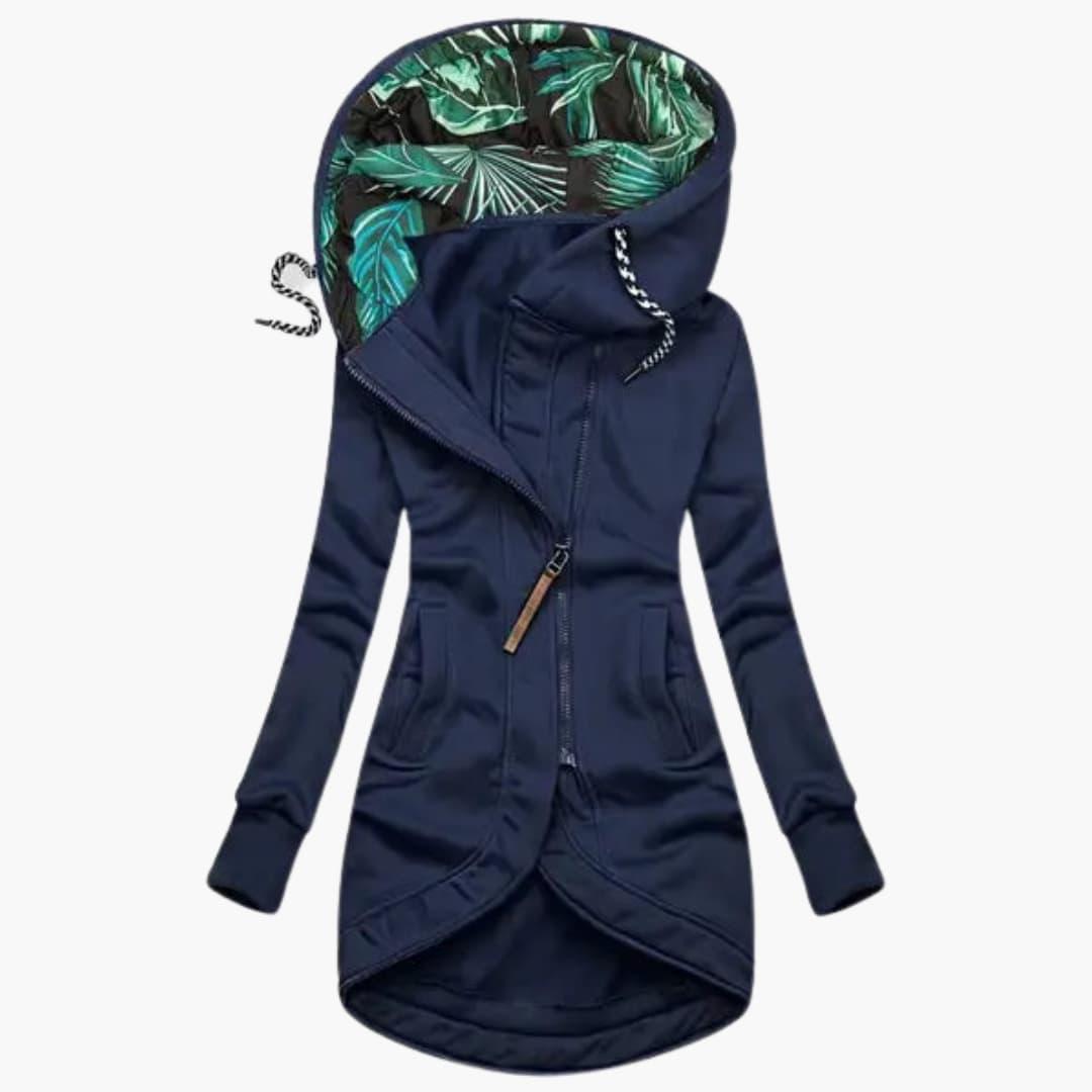 Asymmetrical Zip Hoodie - Women's Longline Fleece Jacket - IsabellaMae