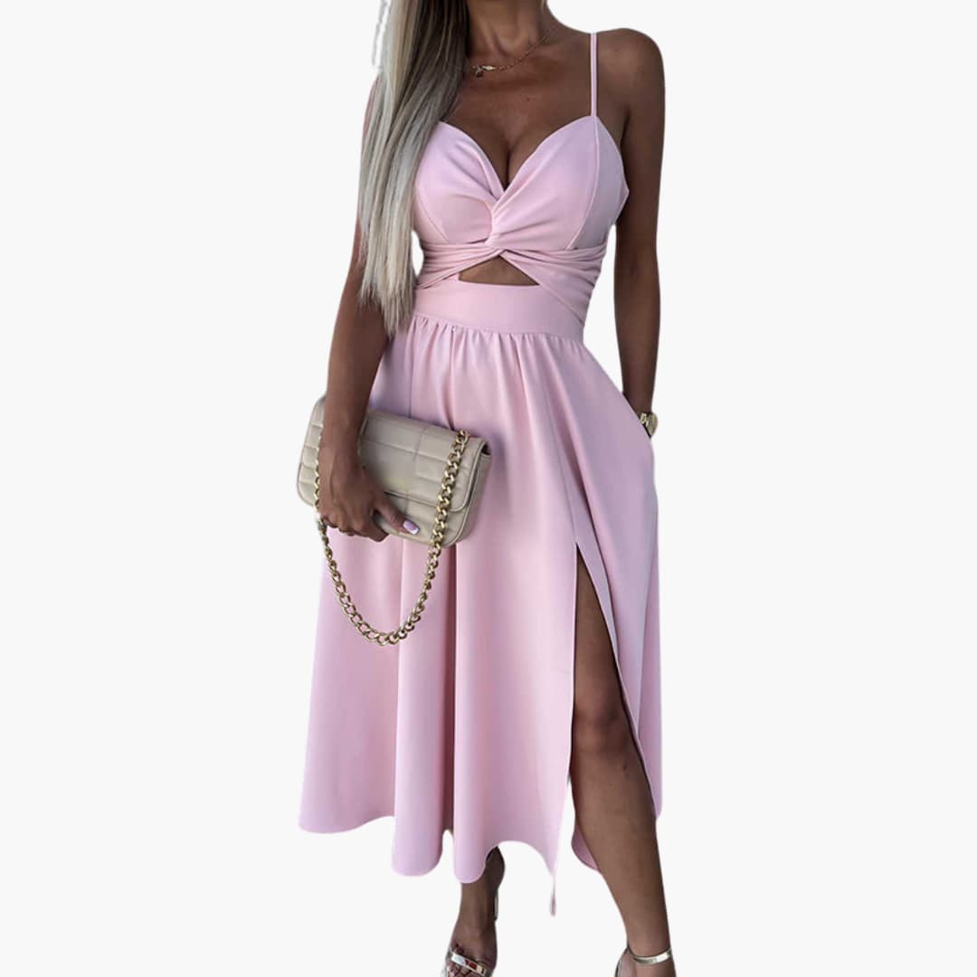Elegant Strappy Midi Dress - Women's Summer Occasionwear