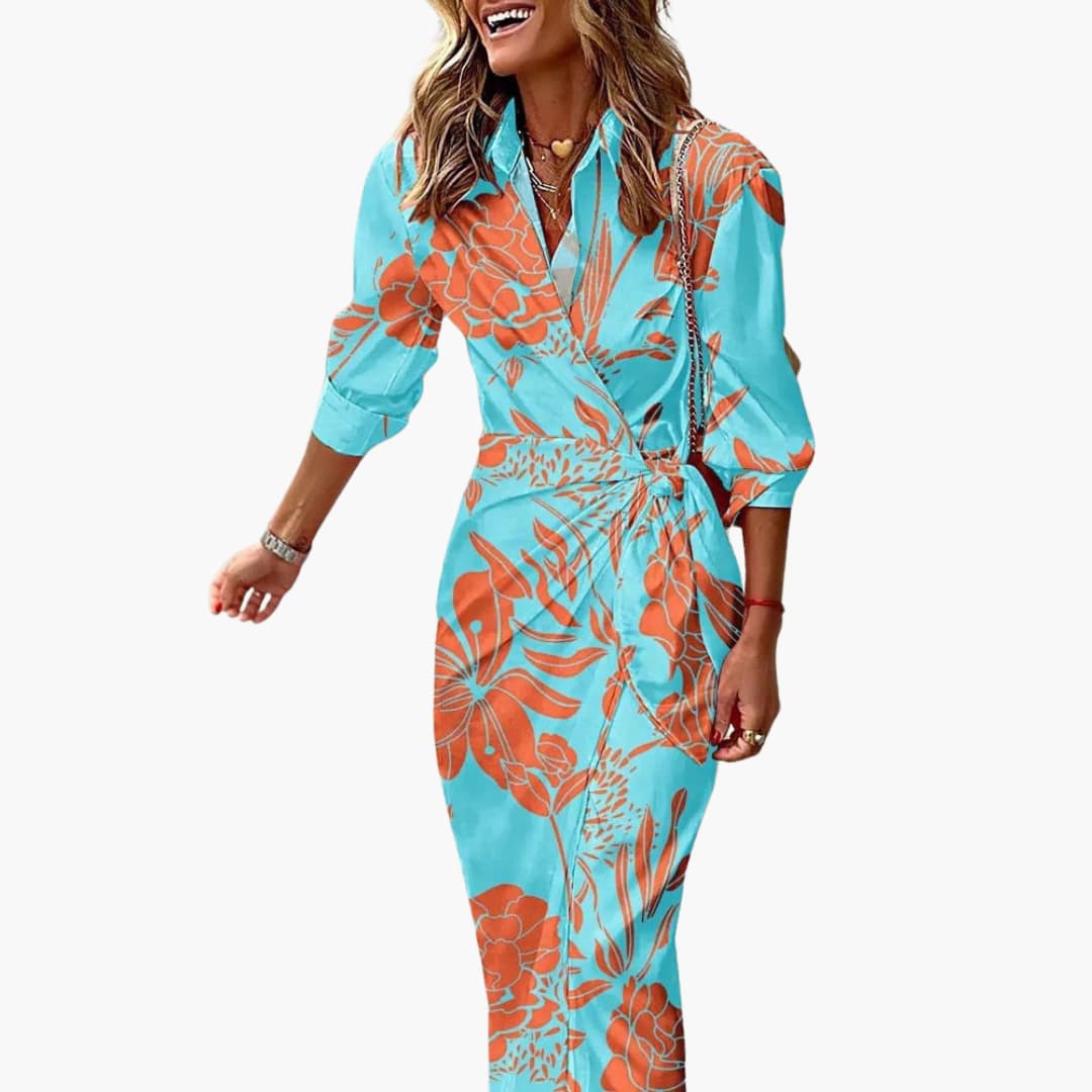Striped Midi Shirt Dress - Women's Classic Casual Wear
