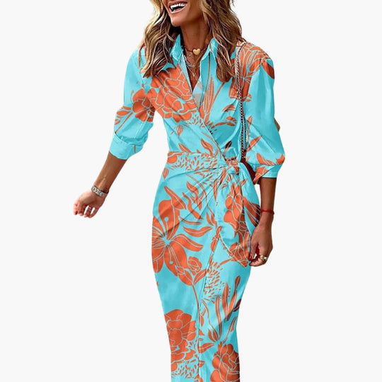 Striped Midi Shirt Dress - Women's Classic Casual Wear