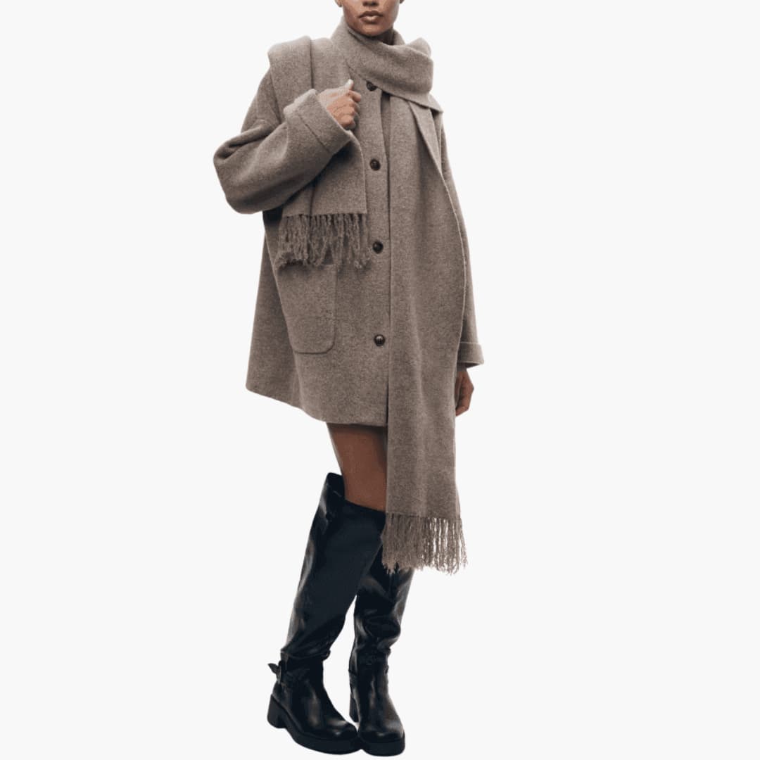 Button-Up Cardigan for Women – Cozy Knit with Matching Scarf - IsabellaMae