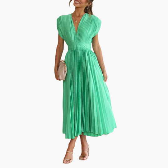Elegant Women's Dress - Floral Puff Sleeve Midi Dress