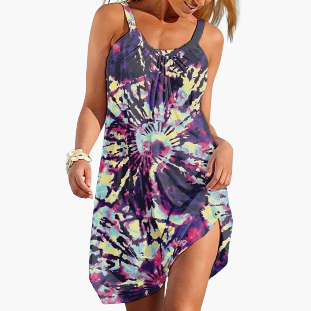 Tie Dye Summer Dress - Sleeveless Women’s Beach Holiday Look