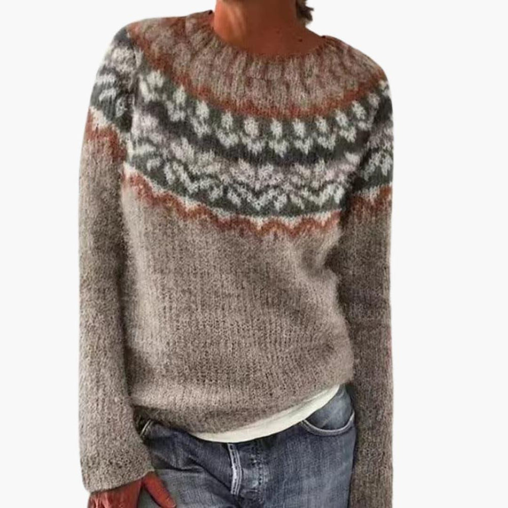 Colorful Knit Sweater for Women - Retro Style & Cozy Fit