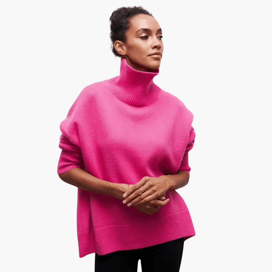 Slim Fit Turtleneck Jumper for Women - Ribbed Knit Style