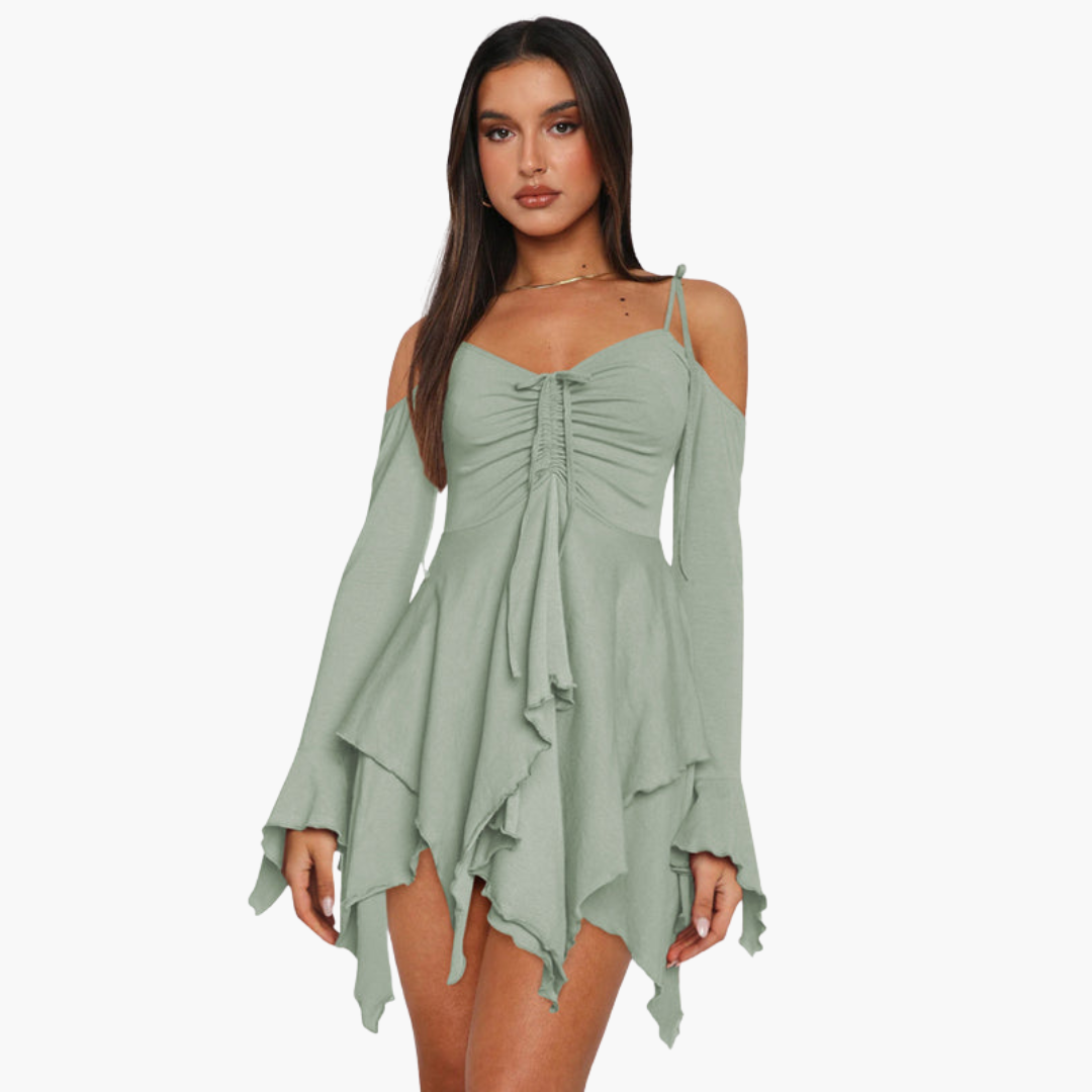 Off-the-Shoulder Layered Mini Dress for Women - Trendy Summer Style