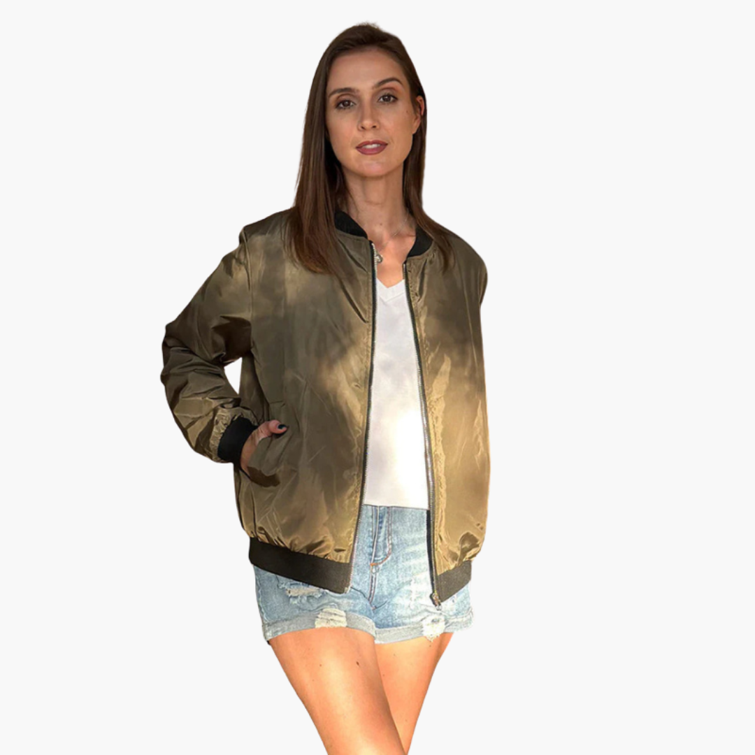 Casual Women’s Bomber Jacket - Long Sleeves with Zipper