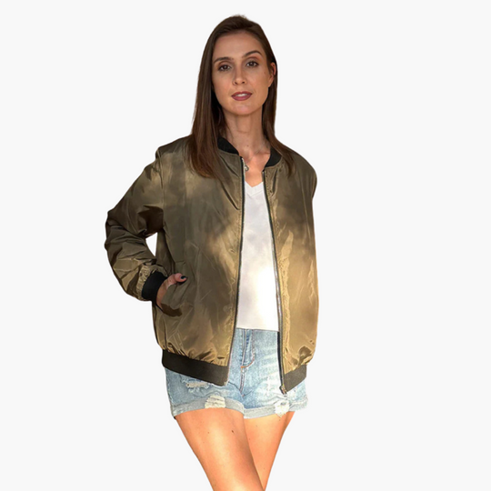 Casual Women’s Bomber Jacket - Long Sleeves with Zipper