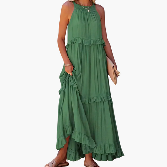Ruffle Breeze Maxi Dress - Women's Flowy Summer Outfit