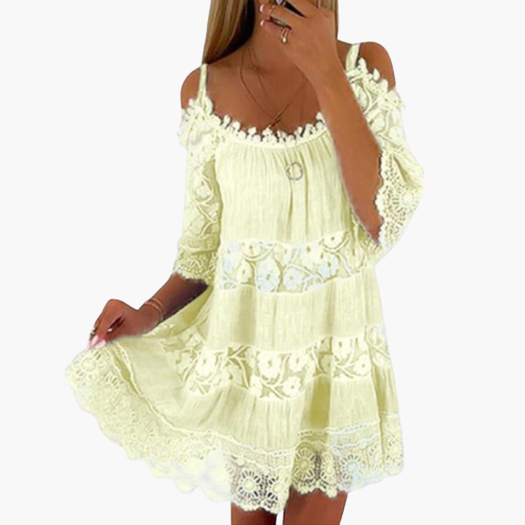 Cold shoulder summer dress - for women with lace detail