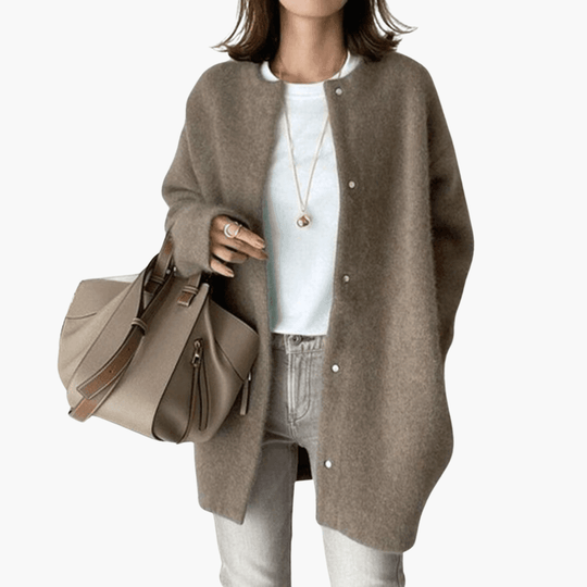 Oversized Wool-Blend Coat – Women's Longline Button Front