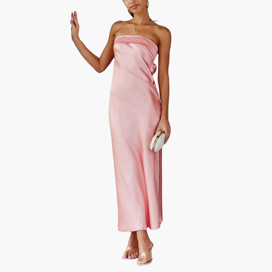 Elegant Strapless Maxi Dress for Women - Wedding Guest Attire