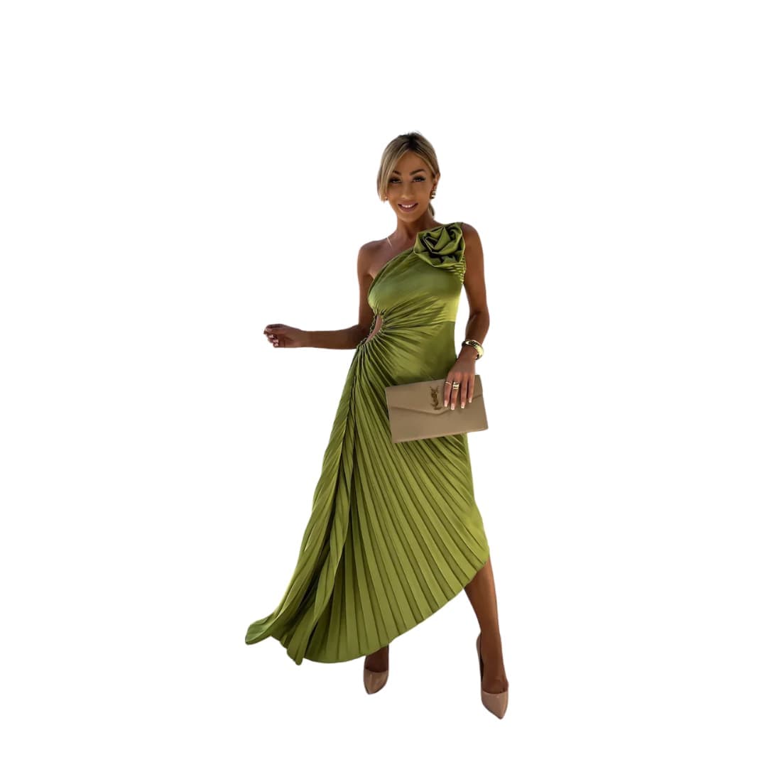 Romantic 3D Floral Midi Dress - Women's Summer Occasionwear