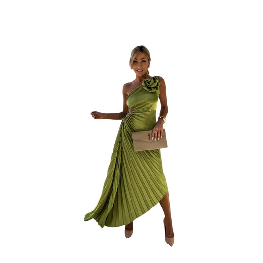 Romantic 3D Floral Midi Dress - Women's Summer Occasionwear
