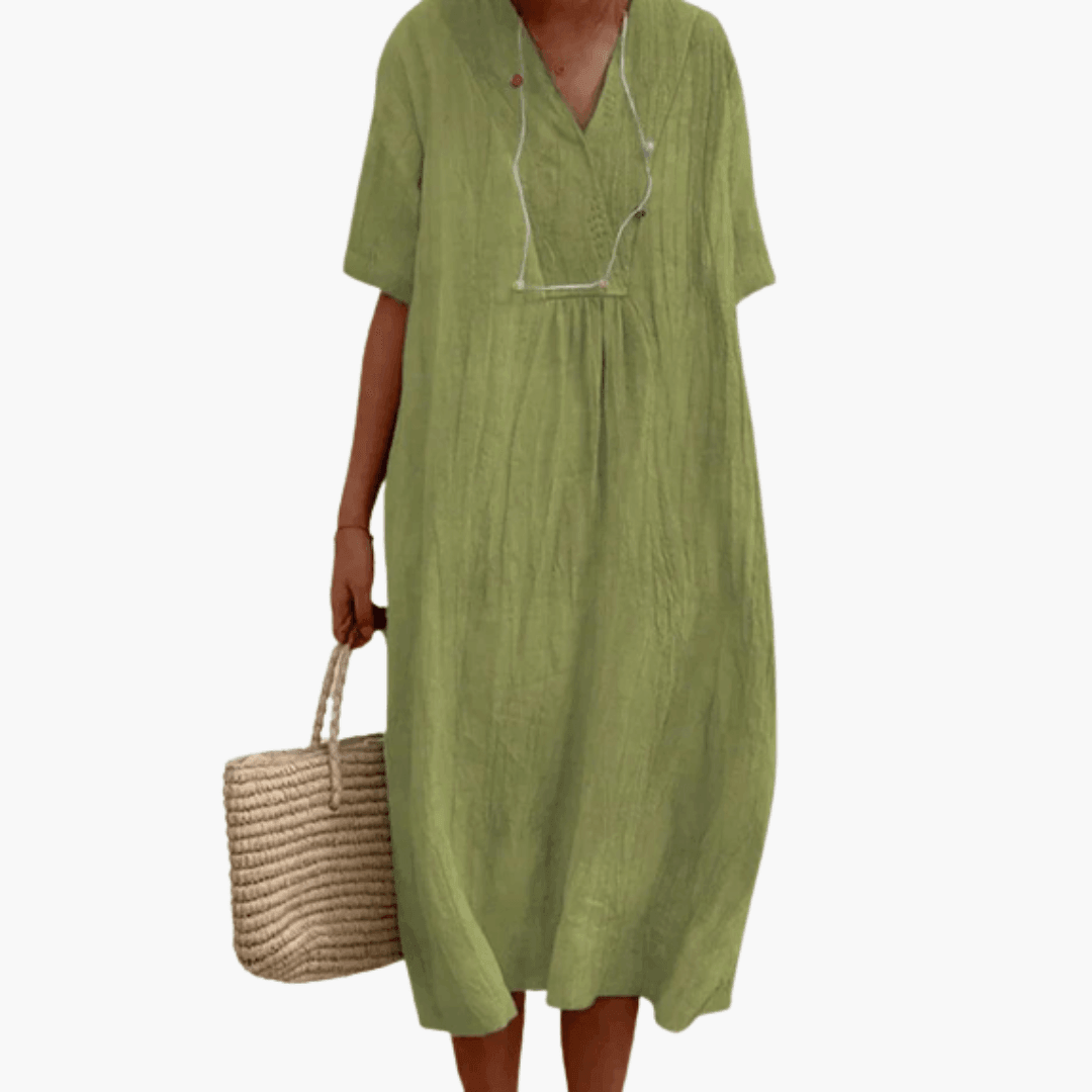 Flowy Short Sleeve Midi Dress - Lightweight for Women