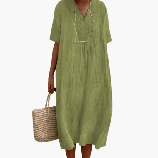 Flowy Short Sleeve Midi Dress - Lightweight for Women