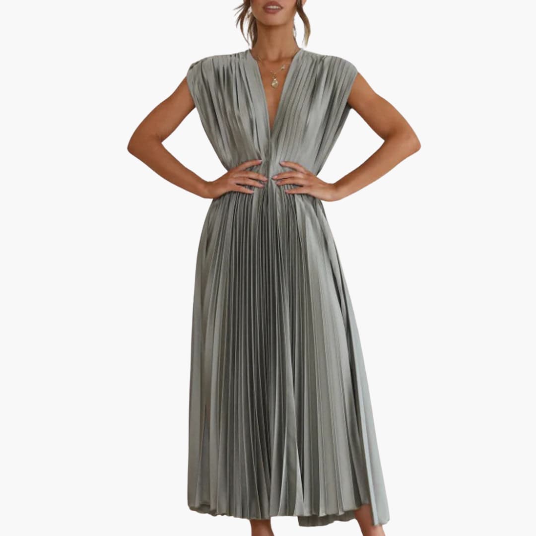 Elegant V-Neck Midi Dress - Perfect for Evening Events