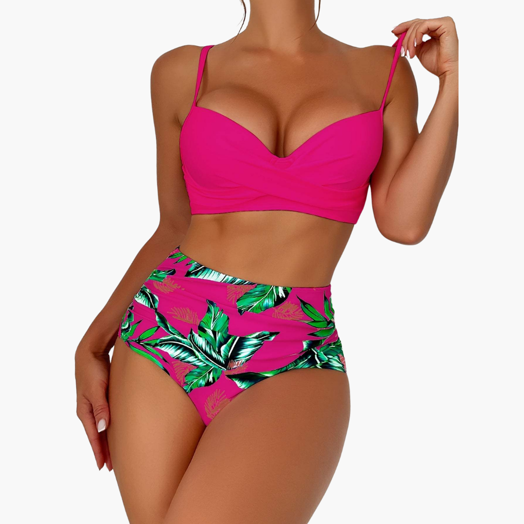Push Up Bikini - Women’s Floral High Waist Tropical Set