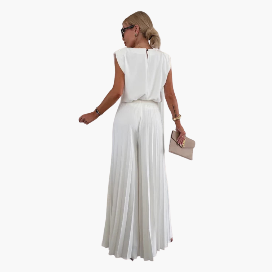 Elegant Two-Piece - Women's Pleated Trousers & Top Set