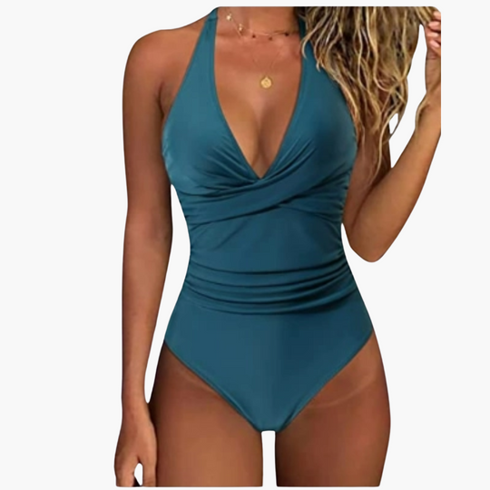 Checkered One-Piece Swimsuit - Women's Tummy Control Swimwear