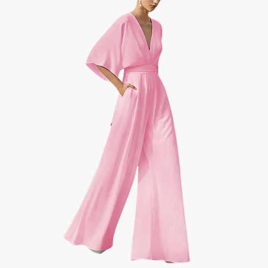 Women’s all-season jumpsuit with wide legs and batwing sleeves