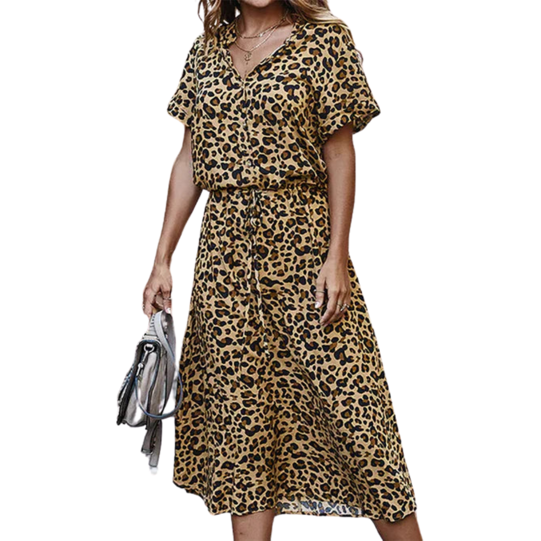 Polka Dot Midi Dress - Flattering Fit & Flare Style for Women