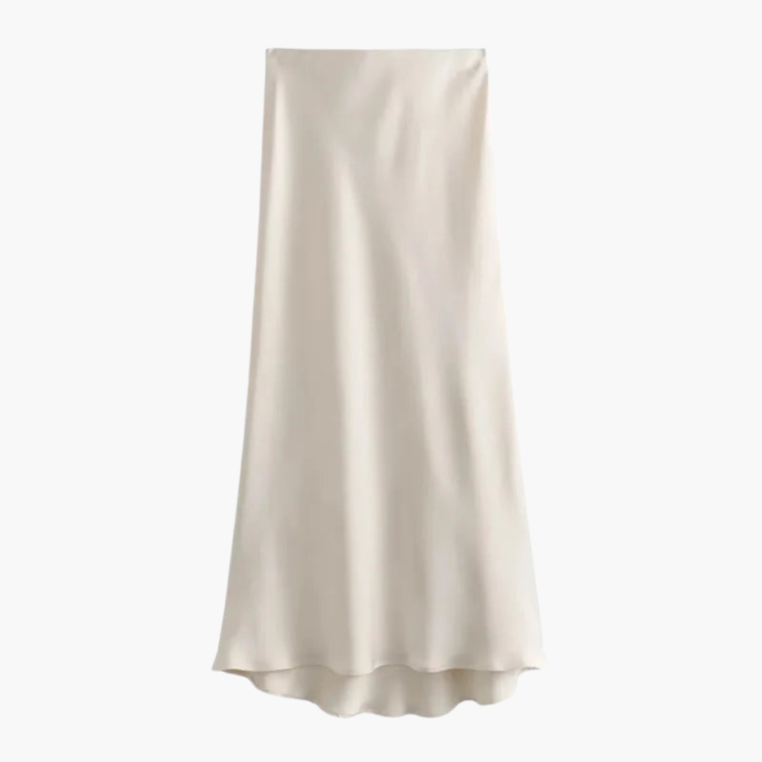Elegant Satin High-Waist Midi Skirt – Women's Flattering Fit