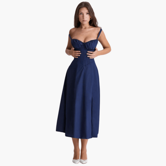 Floral Corset Midi Dress - Women's Elegant Summer Style
