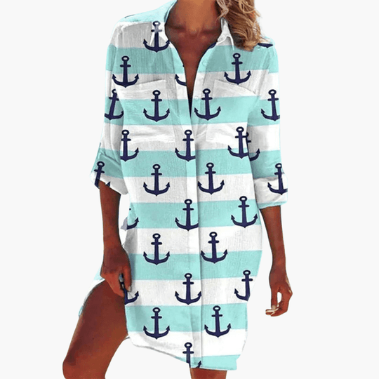 Floral Shirt Dress - Casual A-Line Button-Down for Women
