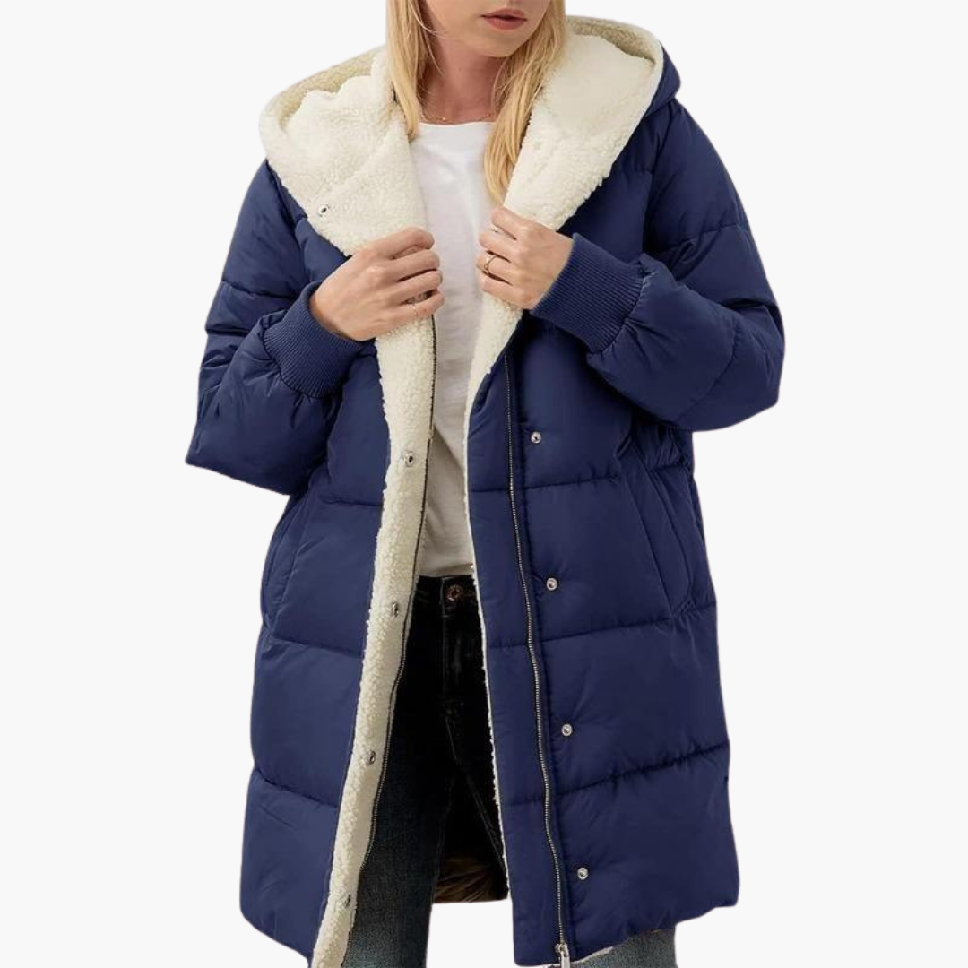 Hooded Puffer Coat - Women's Fleece Lined Winter Jacket