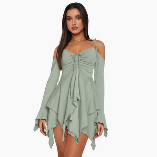Off-Shoulder Layered Mini Dress - for Women Summer Chic
