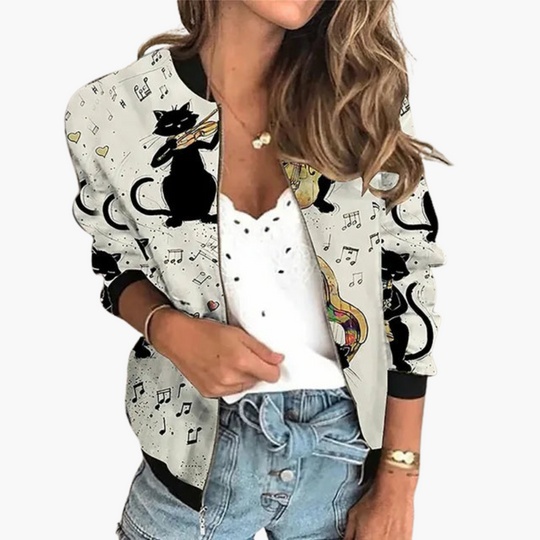 Floral Zip-Up Jacket for Women - Lightweight & Stylish