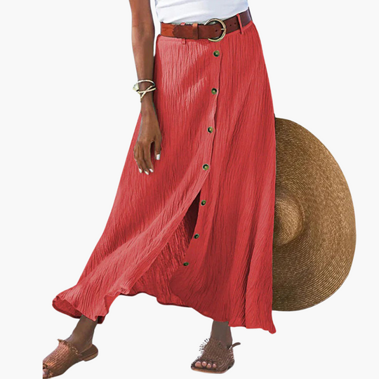 Button-Front Maxi Skirt - Women's Summer Holiday Essential