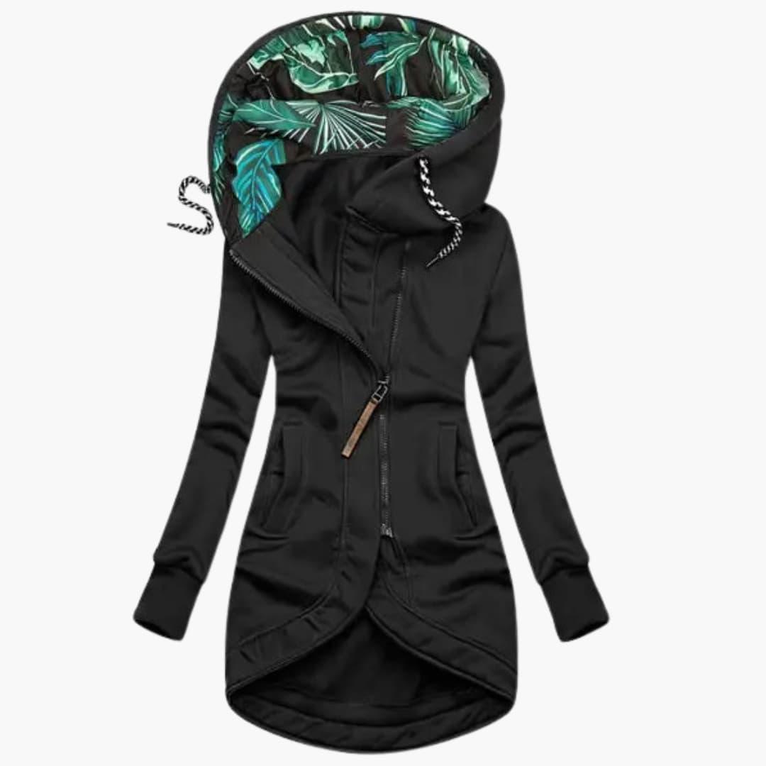 Asymmetrical Zip Hoodie - Women's Longline Fleece Jacket - IsabellaMae