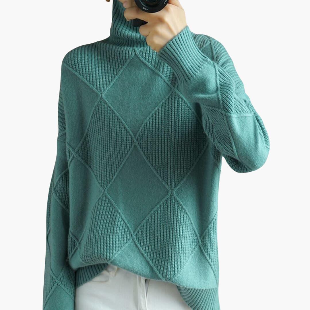Ribbed Turtleneck Jumper for Women - Soft Knit Pullover